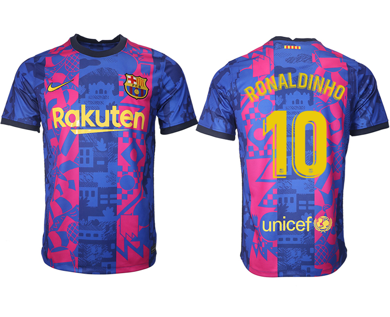 Men 2021-2022 Club Barcelona blue training suit aaa version #10 Soccer Jersey